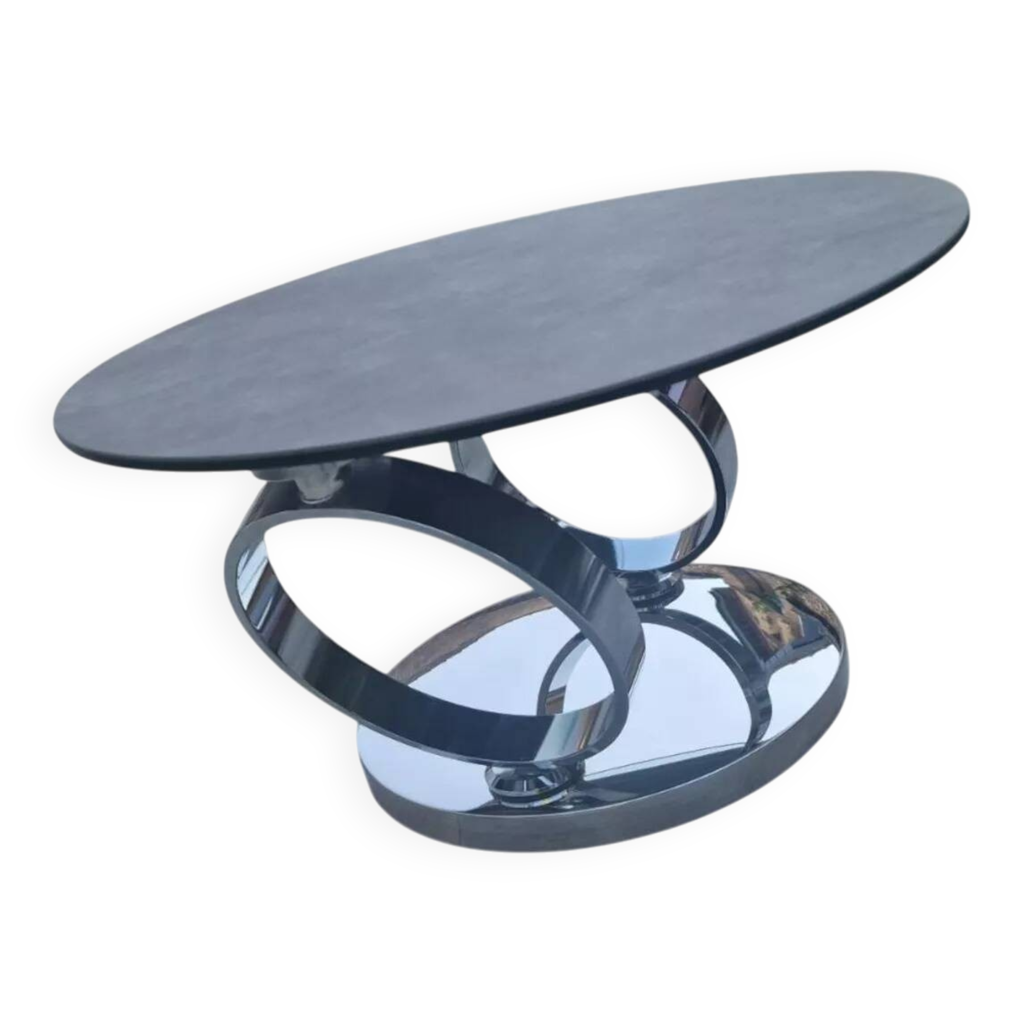 Page 1 of 8 Olympe table with swiveling glass and grey ceramic tops