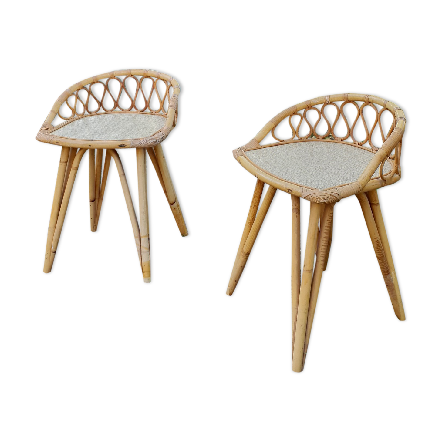Pair of bedside rattan 1970