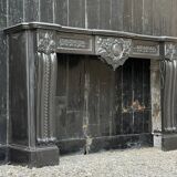 Napoleon III fireplace in black Belgian marble or Mazi, circa 1880