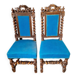 Pair of blue fabric chairs