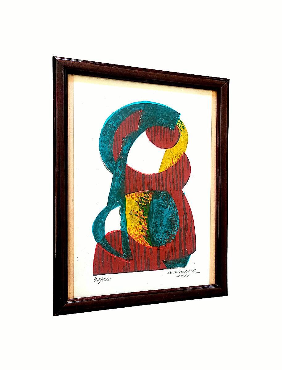 Painting by camille hirtz (1917-1987) – watercolor silkscreen print no. 40/120 – 1977