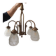 Lustre art deco en bronze 5 tulipes