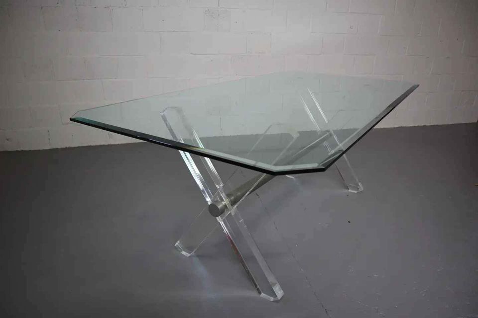 Vintage acrylic and glass dining table