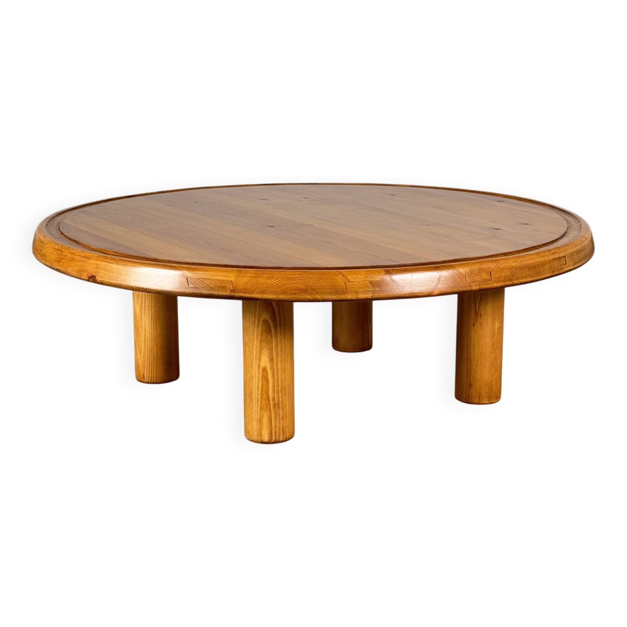 Round Pine Coffee Table, Charlotte Perriand for Les Arcs, France, 1960s
