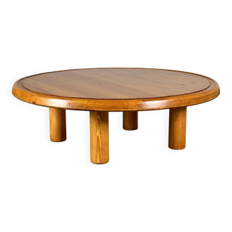 Round Pine Coffee Table, Charlotte Perriand for Les Arcs, France, 1960s