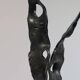 Sculptural brutalist floor candlestick made of hand-forged iron from the 1950s.