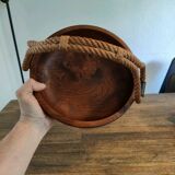 Adrien Audoux and Frida Minet rare basket in solid oak and rope