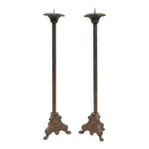 Pair of antique candlesticks, 110cm in height.