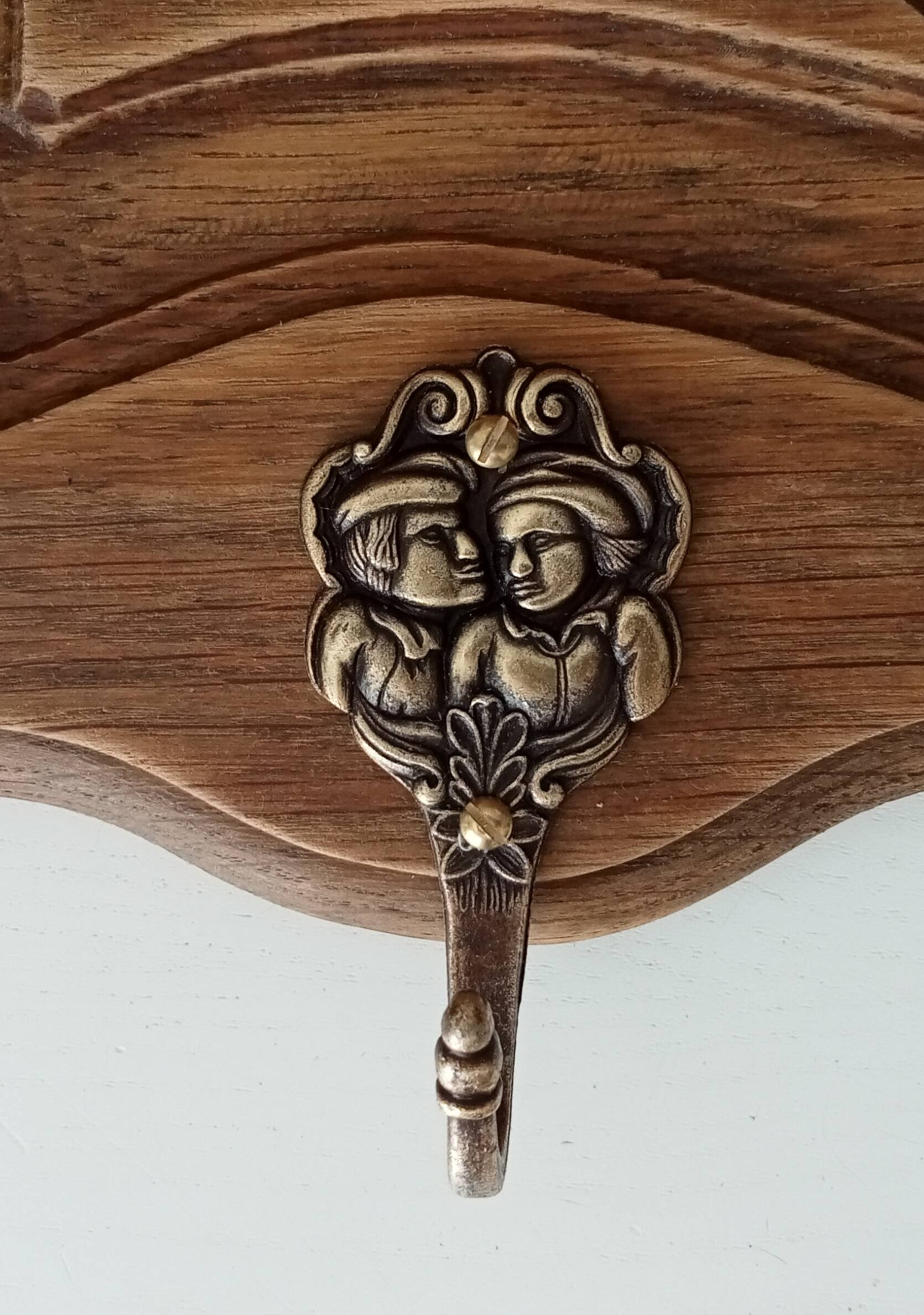 1930s oak wall coat rack