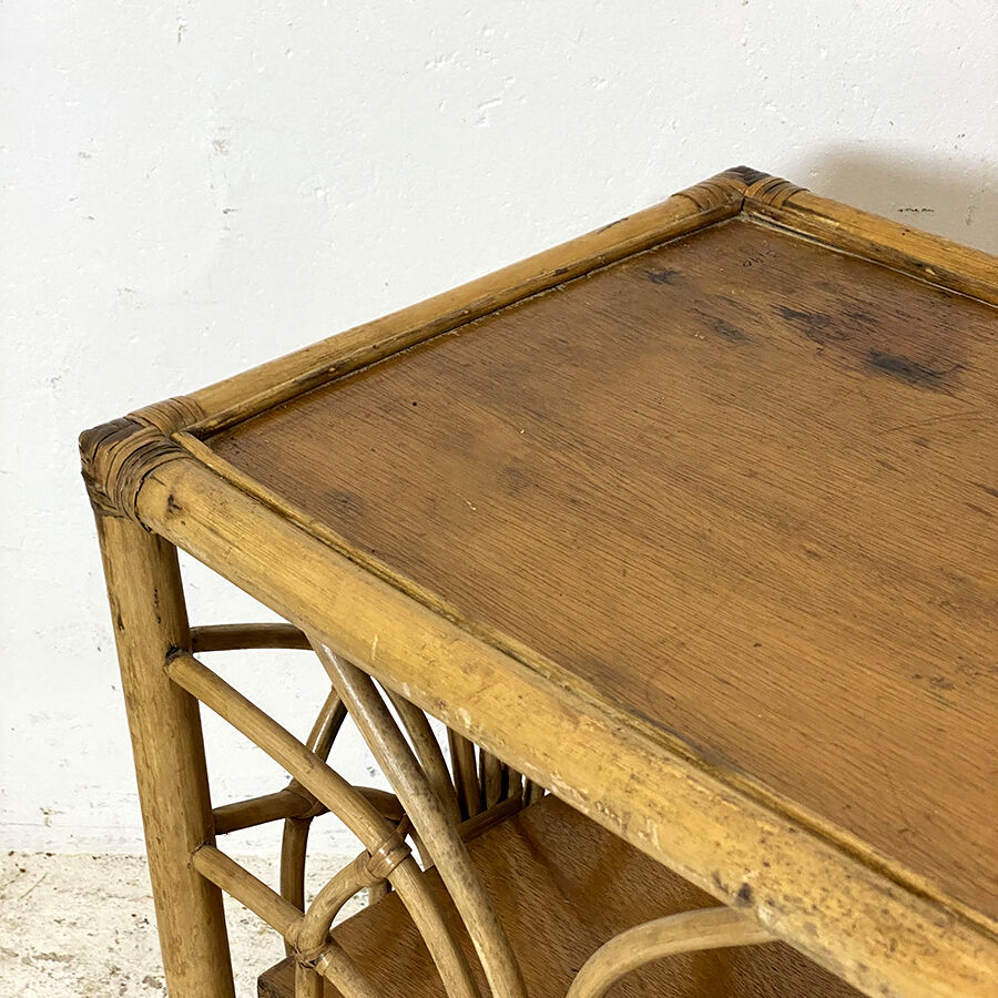 Vintage rattan bedside table 60's
