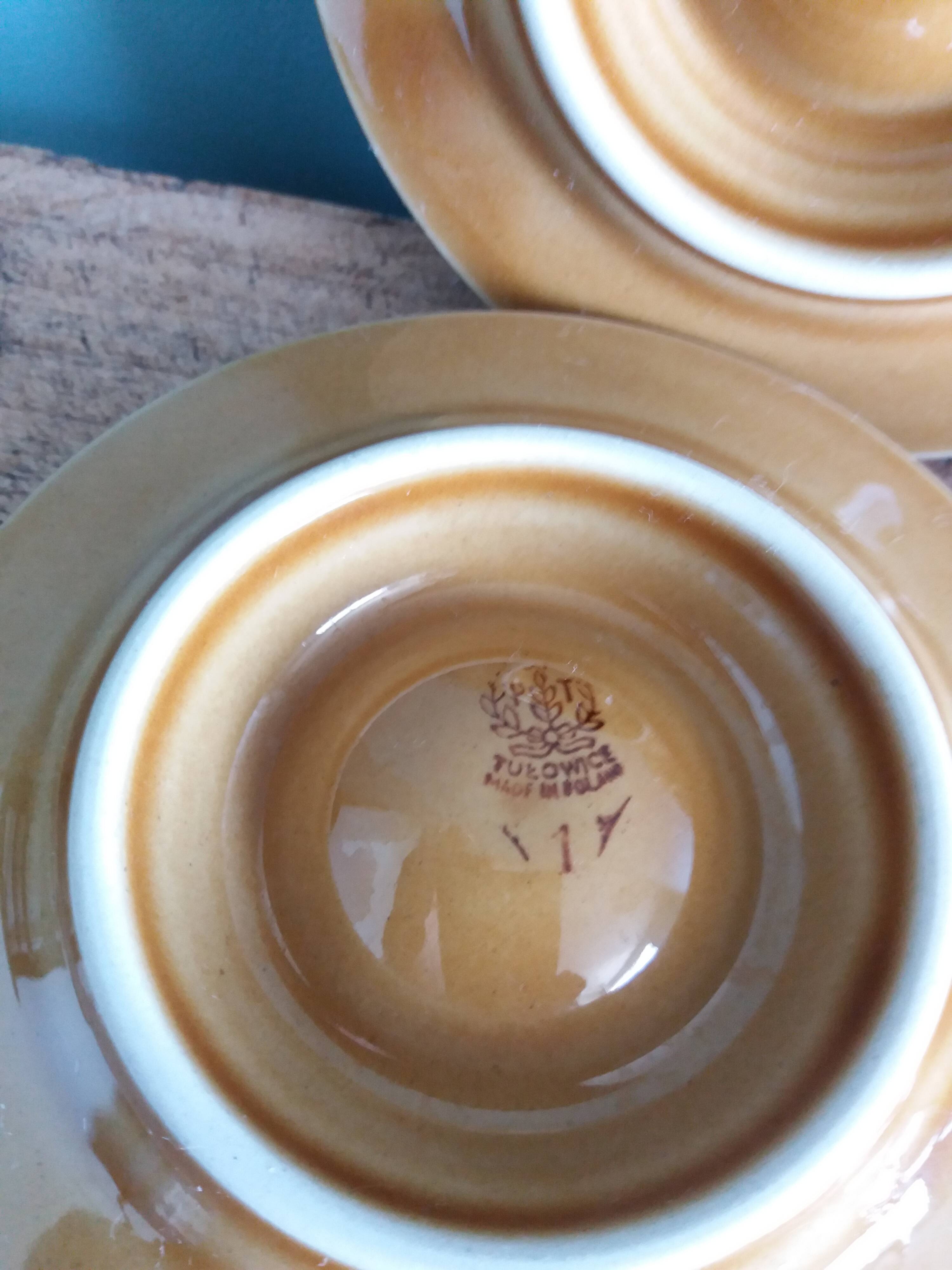 Tulowice egg cups, Poland, caramel and mustard glaze