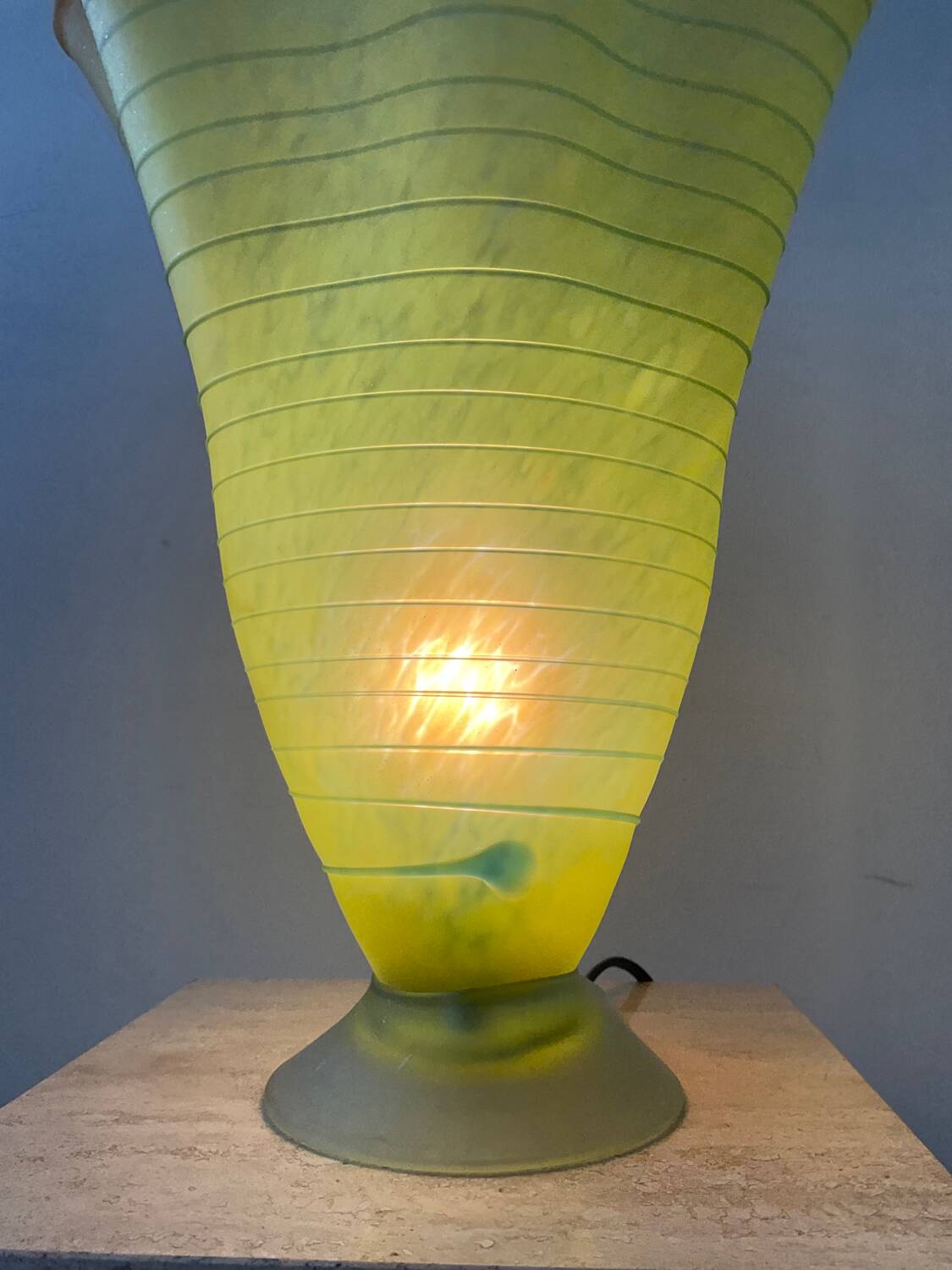 Vintage glass paste lamp with handkerchief neck