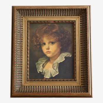 Old painting portrait young boy