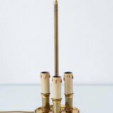 French Empire Bouillotte Lamp with Three Lights in Brass and a Gold-Plated Tin Shade with Laurel Design