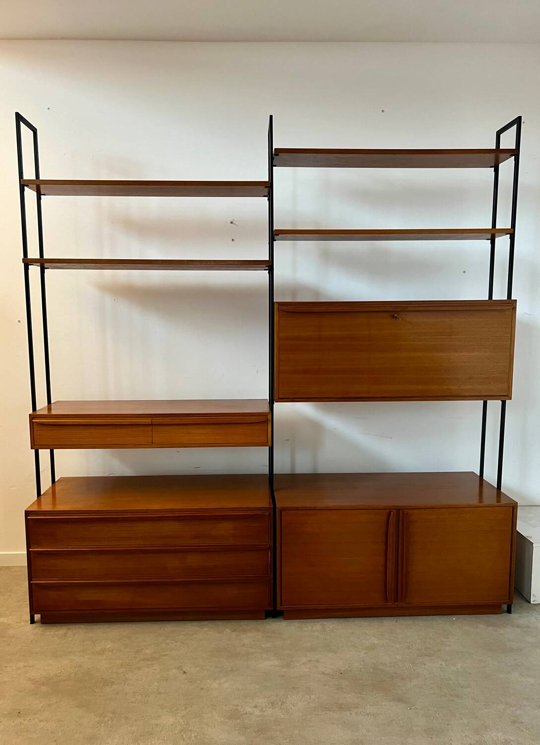Ancienne étagère modulable  en teck et métal design scandinave des années 60 vintage