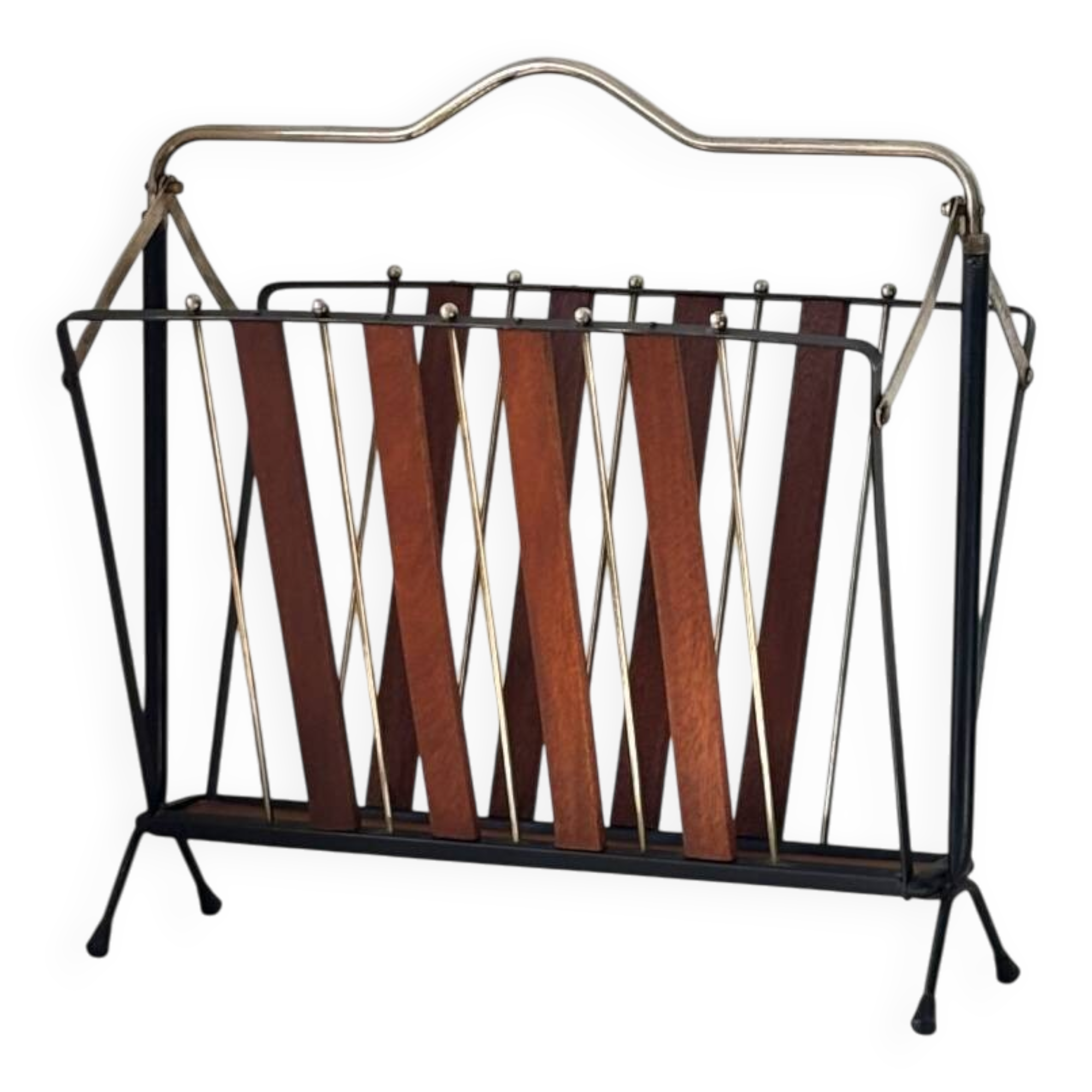 Teak and metal magazine rack 1960