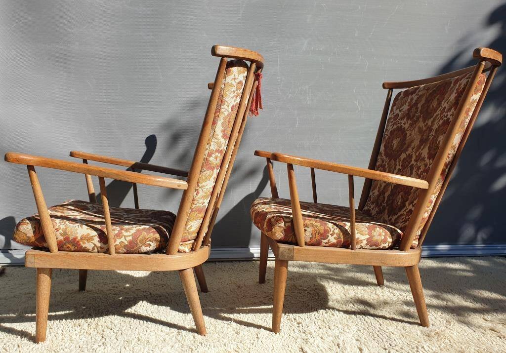 Paire fauteuils éventail esprit scandinave Baumann