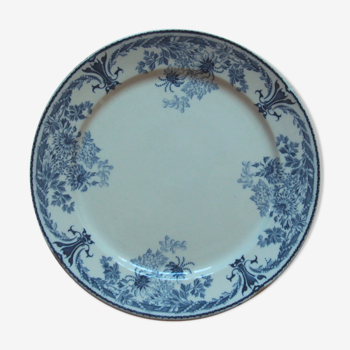 Plate high old earthenware C and U Sarreguemines model Molière blue