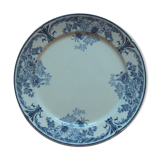 Plate high old earthenware C and U Sarreguemines model Molière blue