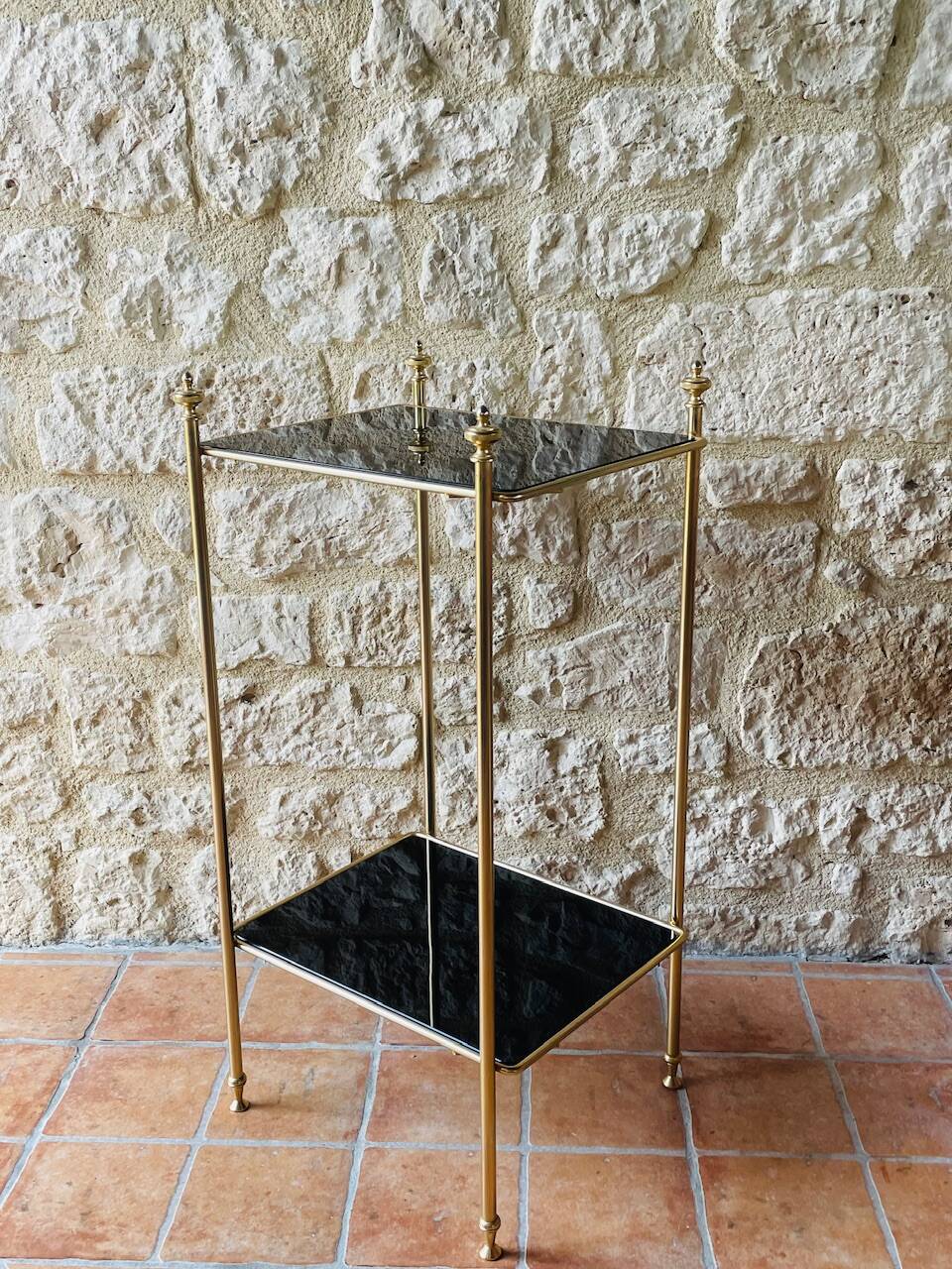 Vintage brass and glass side table circa 70's