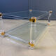 Vintage lucite and brass coffee table, 1970s