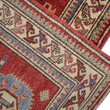 Afghan kazak runner rug long handwoven red wool rug-68x200cm