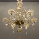 Italian Murano Glass Gold Chandelier by La Murrina
