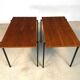 Minimalist walnut & steel stacking side tables, 1960s, Set of 2
