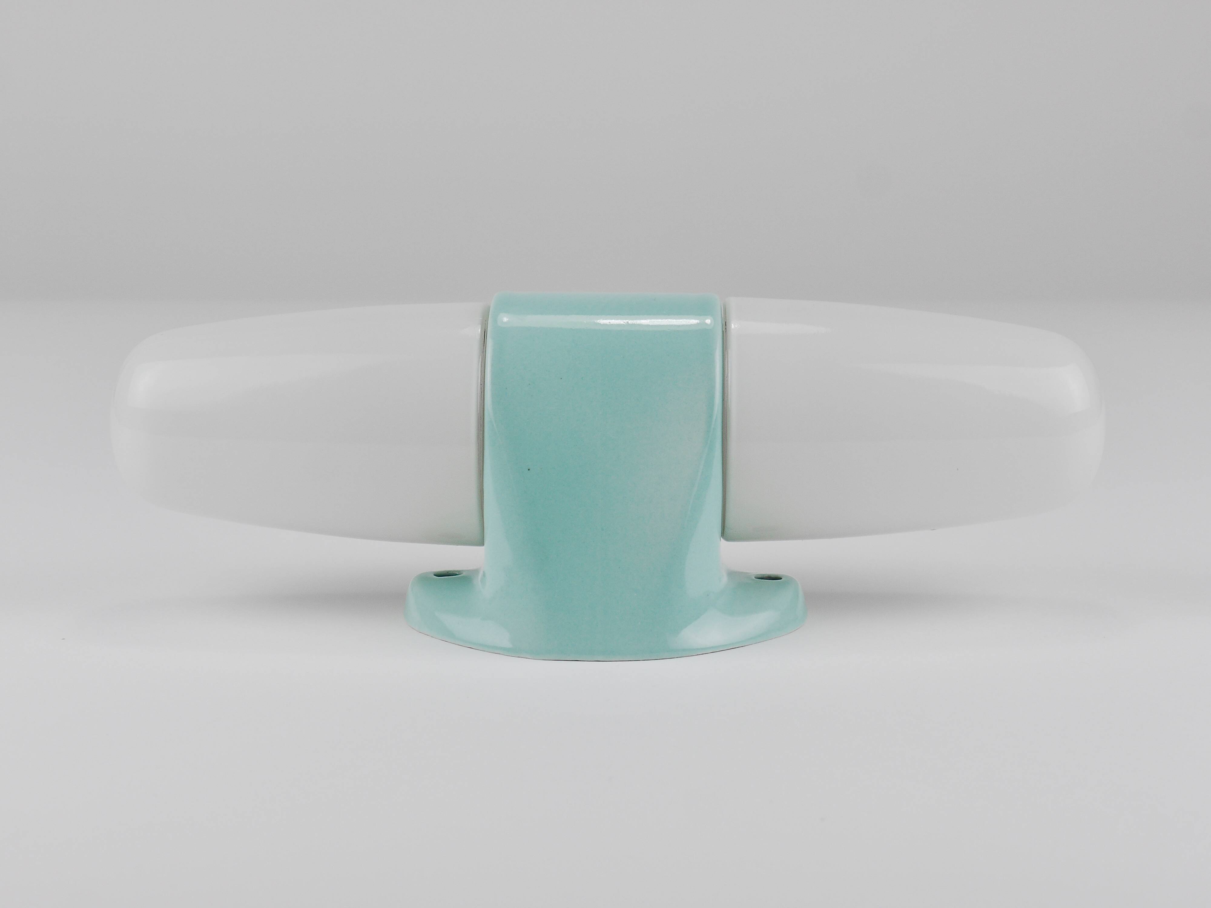 Wilhelm Wagenfeld Bauhaus Turquoise Double Sconce Wall Light, Germany, 1950