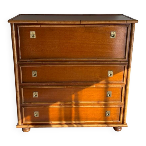 Commode dalvera 1970 bois et bambou meuble bar