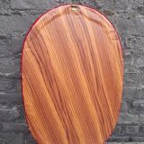 60's vintage wooden frame mirror with red velvet