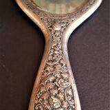 Silver beveled hand mirror
