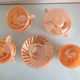 Set of six cups and pearly opaline sugar by Termocrisa / vintage 50-60