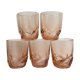 Lot de 5 verres teintés rose à base carré à vague