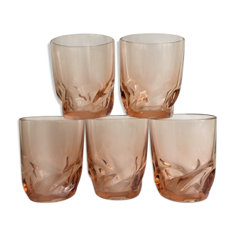 Lot of 5 tinted pink to square wave base