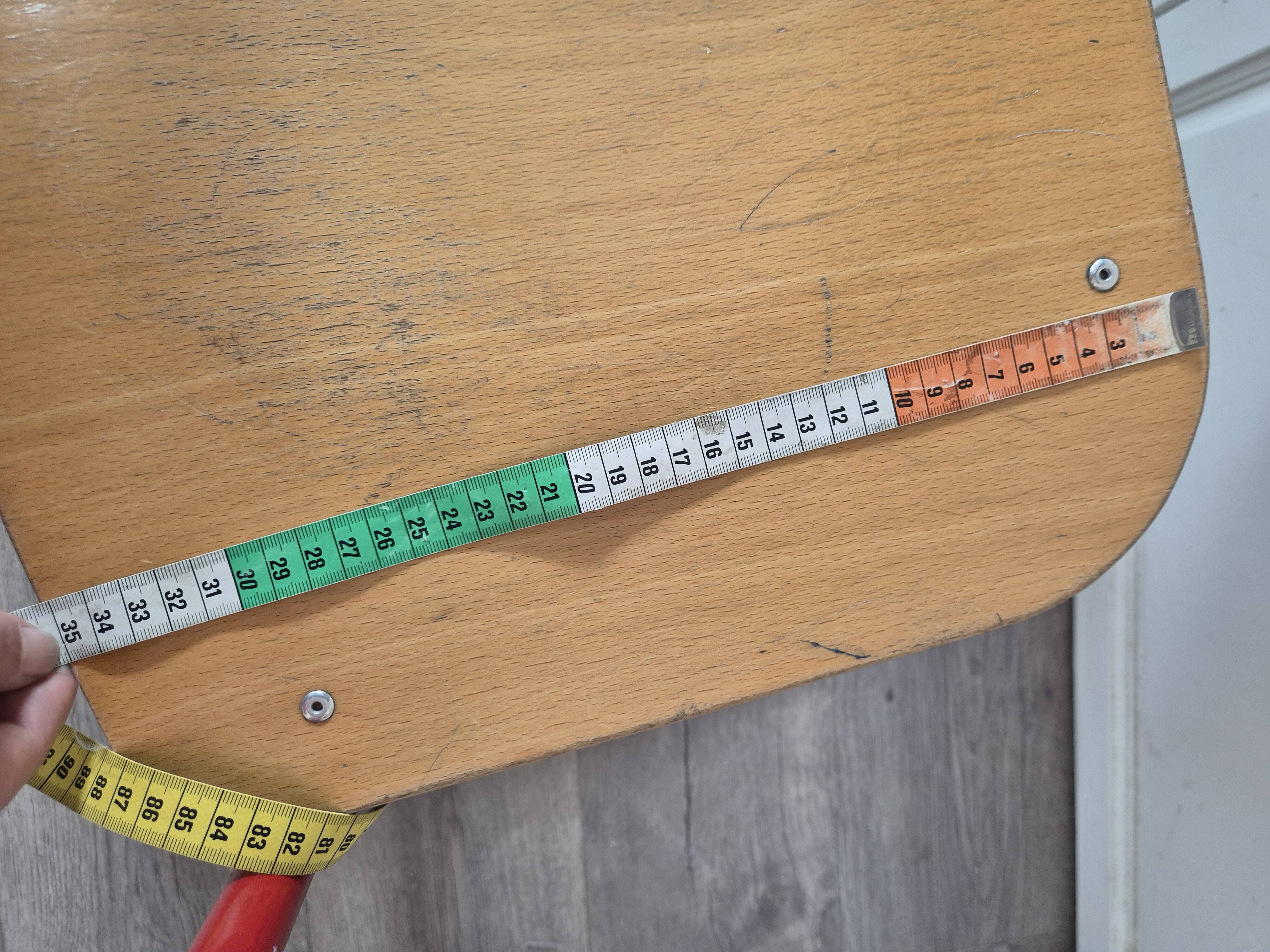 red metal and wood school chair for children