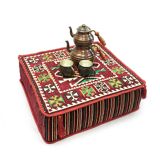 Oriental corner table, pouf