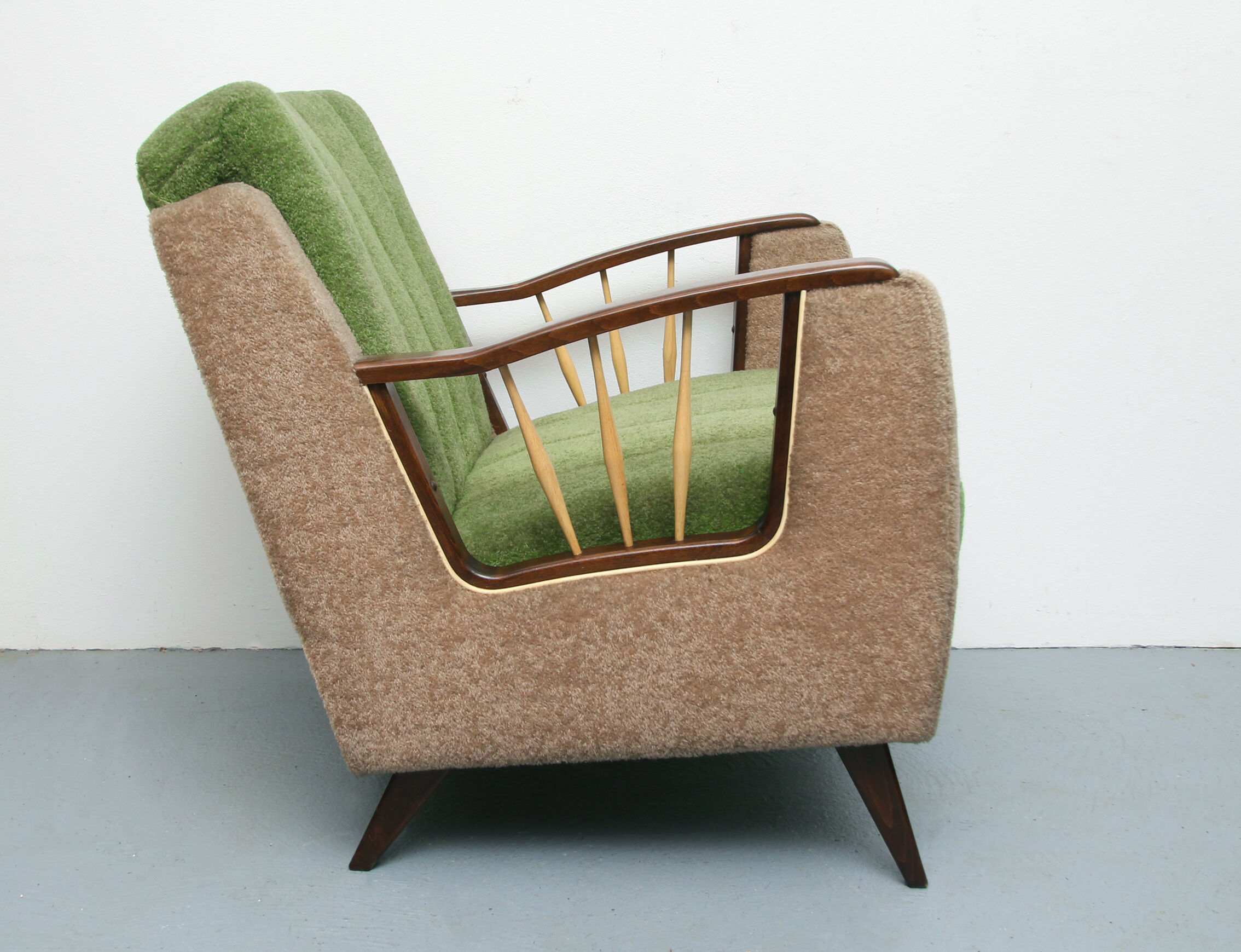 1950s chair in beige and green