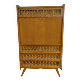 Rattan and oak secretary from the 60s