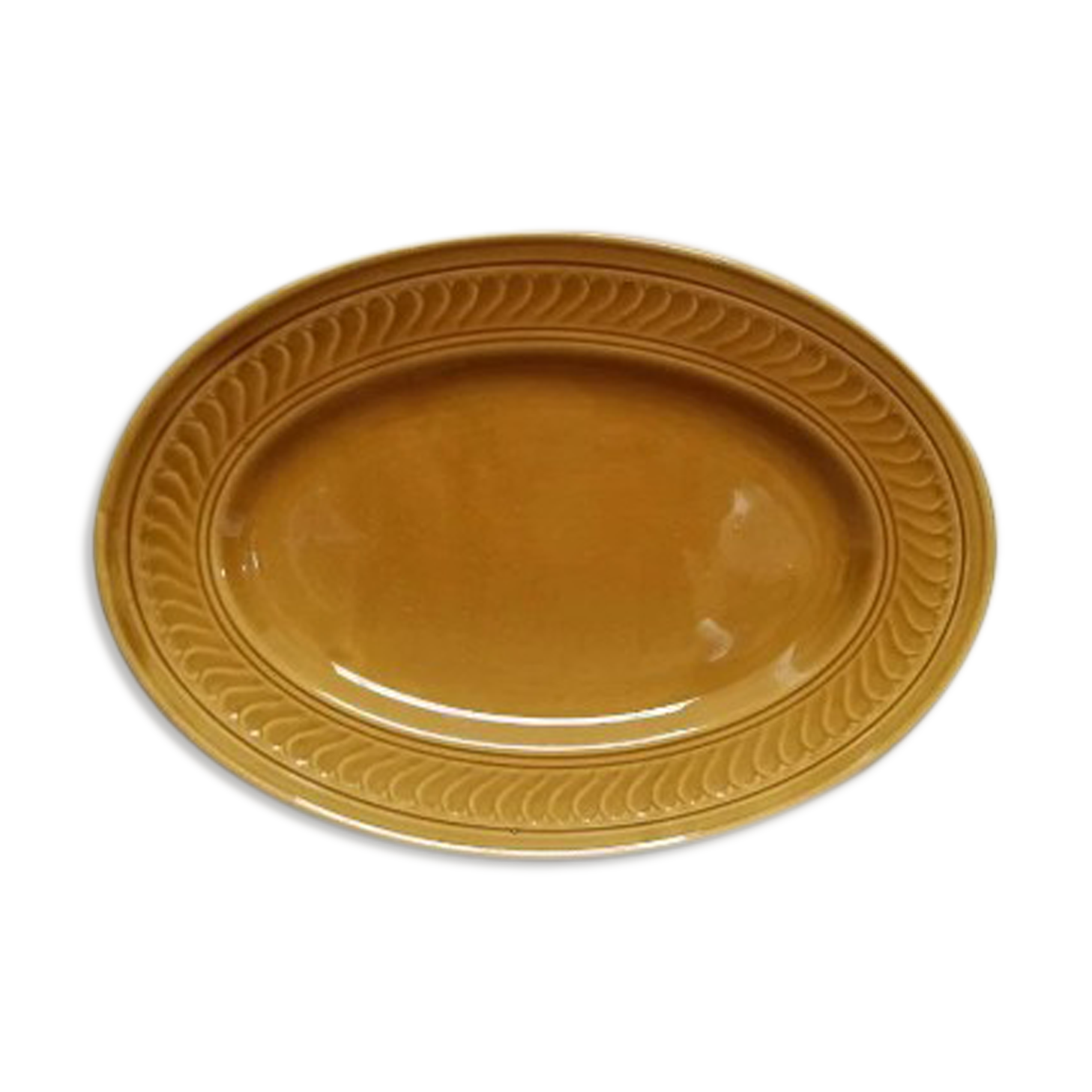 Serving dish in mustard gien earthenware
