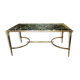 Gold bronze and marble coffee table, tapered feet decorated with Egyptian capitals