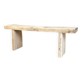 Raw oak wood bench