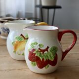 Pichet vintage en faïence et barbotine motif citron