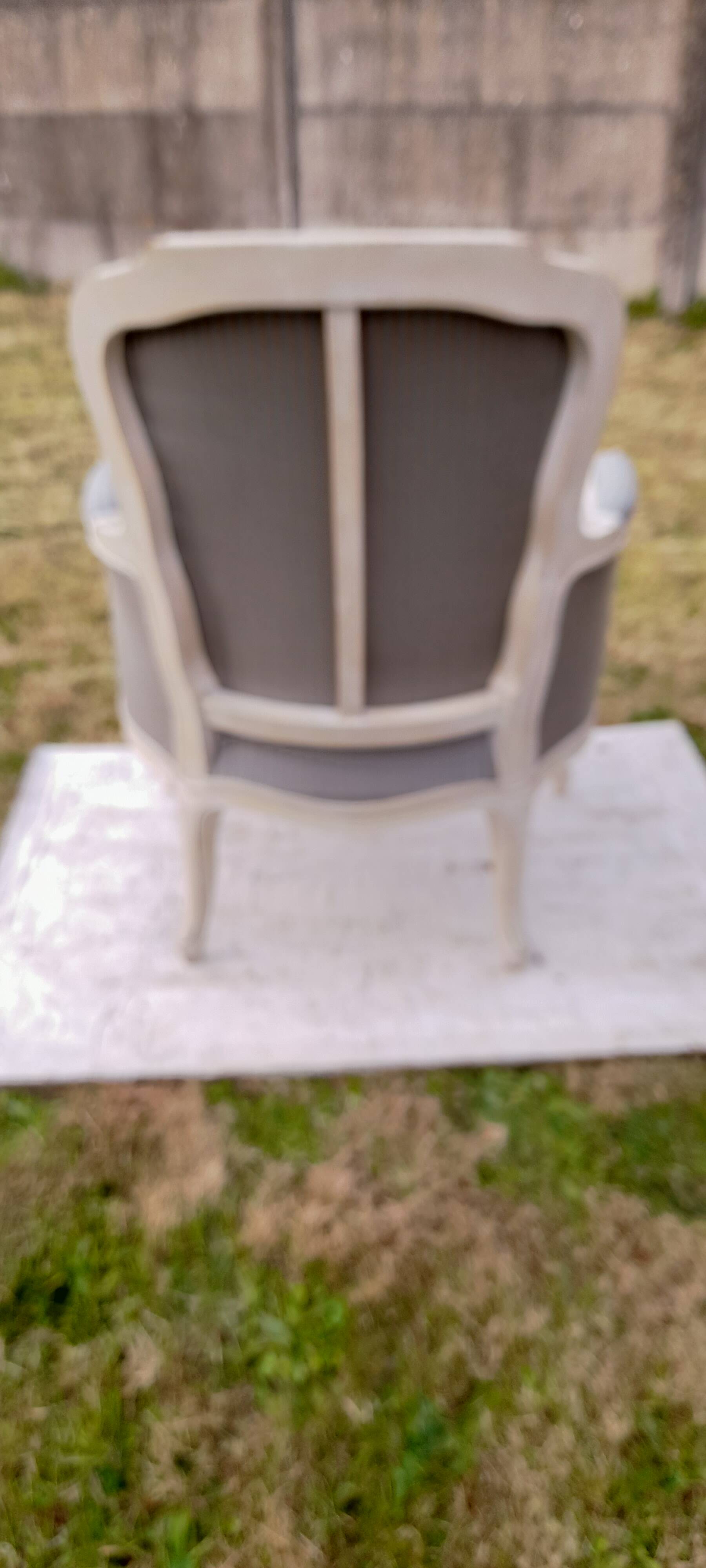 Bergère armchair with blue striped seat and back