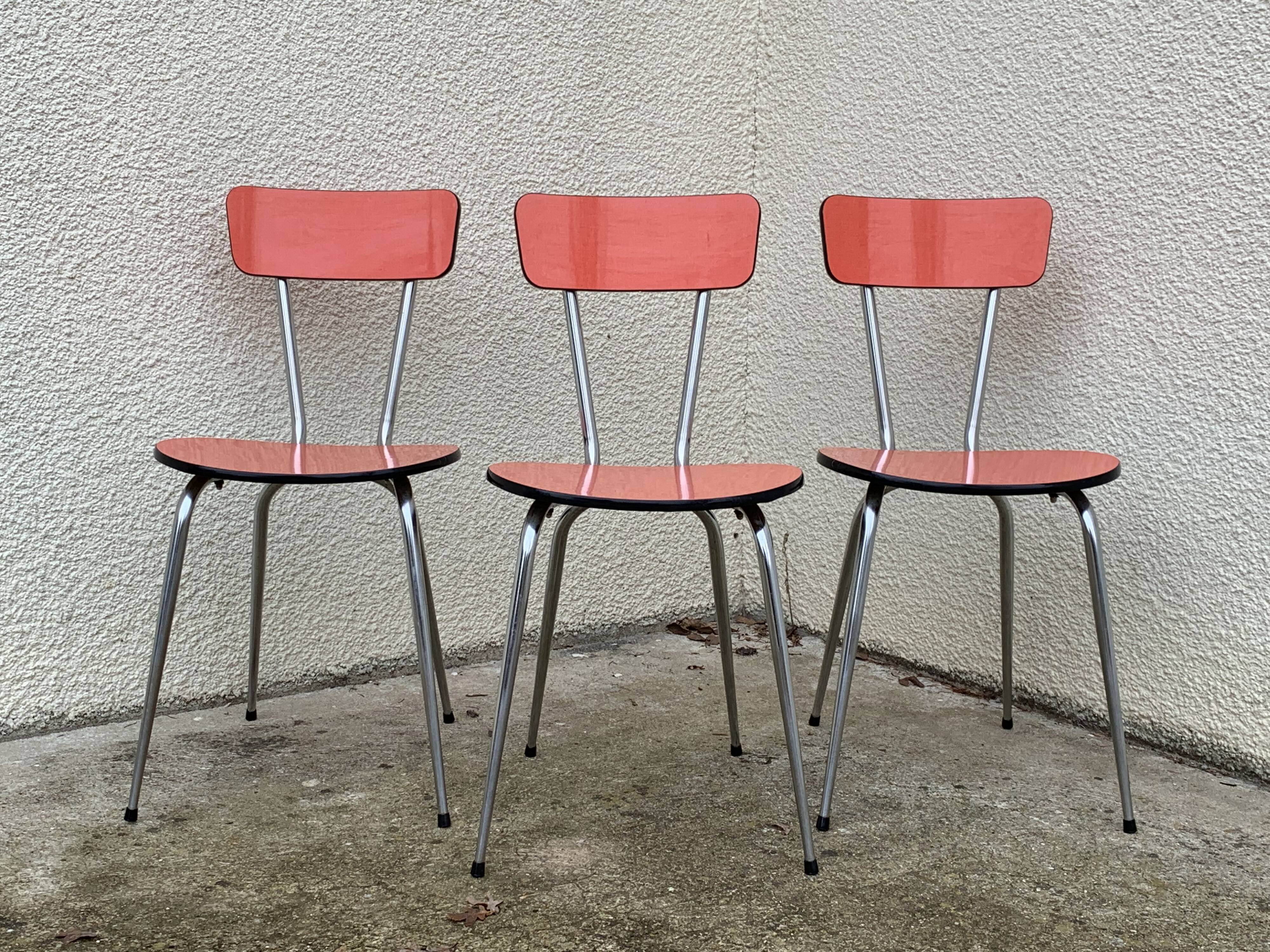 Red formica chairs 1950
