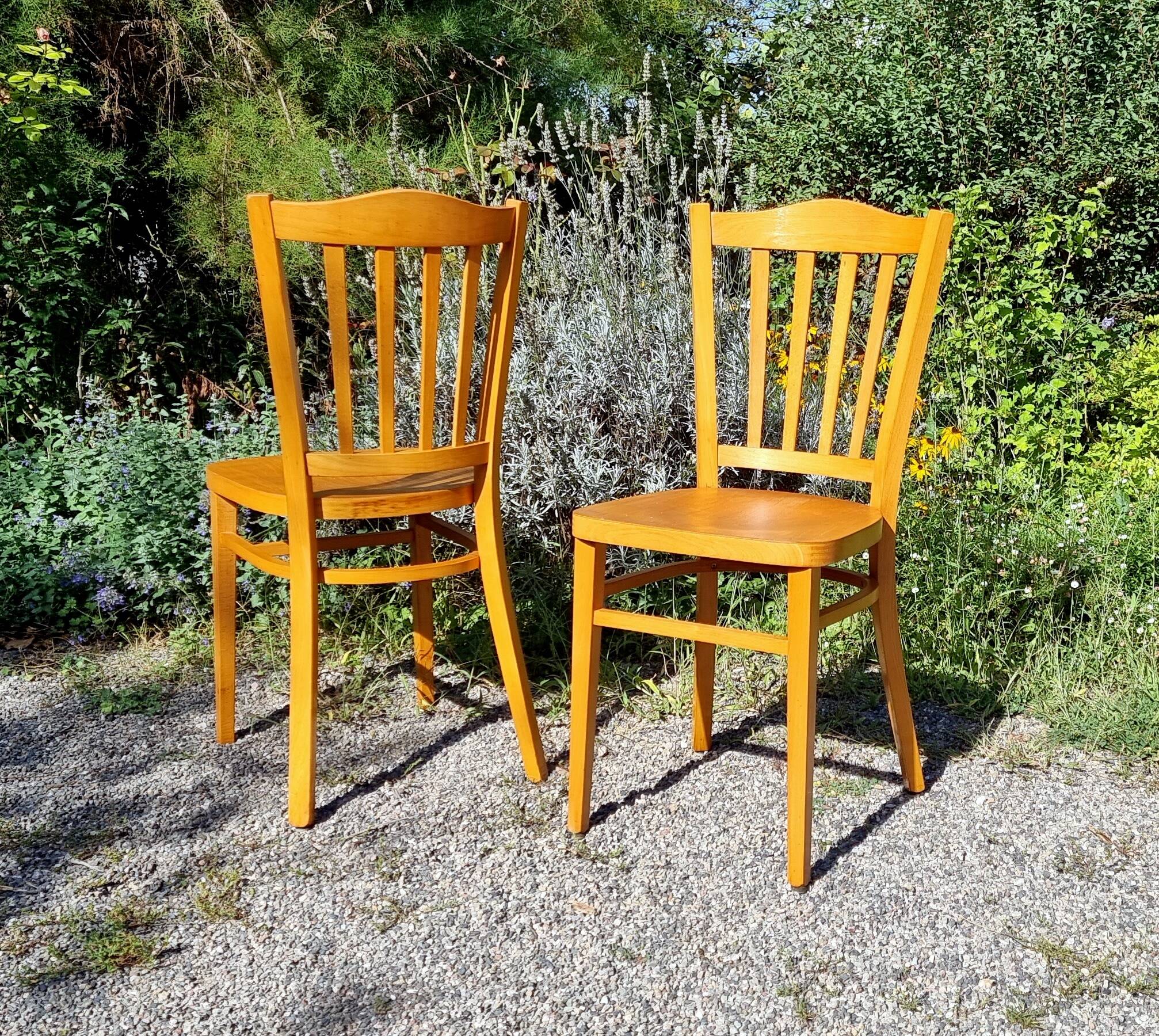 6 bistro chairs in curved beech from the 70s