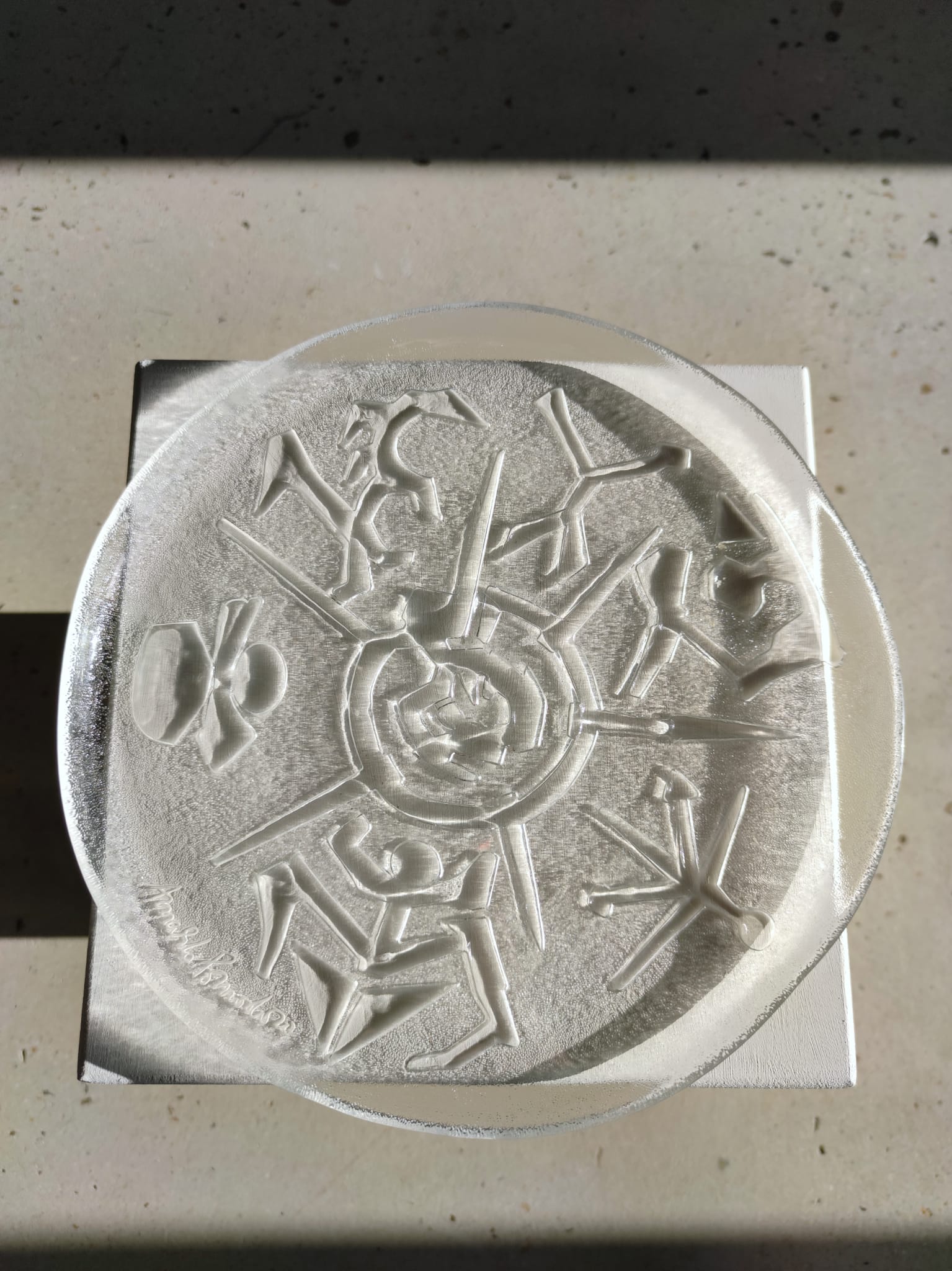 Glass dish by Arnaldo Pomodoro Ars D Milano