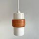 Sputnik pendant light, dark orange ring on white tube