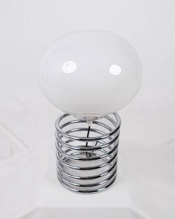 Chrome metal spring lamp in the style of Ingo Maurer, France, 1970s.