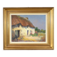 Oil on Wood "Maison en Brière", signed E.gautier – 1955